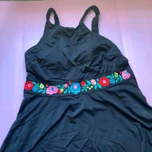Fit 4 U Black and Floral Tankini Top!